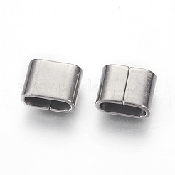 変色しにくい201ステンレススチール製スライドチャーム  オーバル  ステンレス鋼色  9x12x6mm  穴：4x9.5mm&nbsp;STAS-G187-29P-A