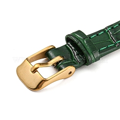 レザーテクスチャブレスレットストラップ、スライドチャーム用スライドリストバンド  イオンプレーティング（IP）ゴールド304ステンレススチールバックル付き  濃い緑  23.2x1~1.25x0.5cm&nbsp;AJEW-K232-01G-04