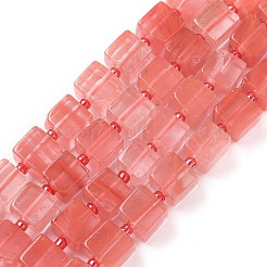 チェリークォーツガラスビーズ連売り  キューブ  シードビーズで  8~8.5x8~8.5x8~8.5mm  穴：1.2mm  約38~39個/連  14.96''（38cm）〜15.35''（39cm）&nbsp;G-D338-A08