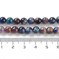 天然レインボータイガーアイビーズ連売り  染め  ラウンド  藤紫色  6mm  穴：1mm  約62~63個/連  15.20''~15.59''（38.6~39.6センチメートル）&nbsp;G-NH0002-A01-A02