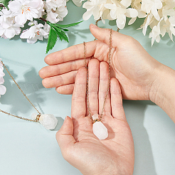 Natural Quartz Crystal Faceted Perfume Bottle Pendant 304 Stainless Steel Cable Chain Necklaces&nbsp;NJEW-WH0002-268E
