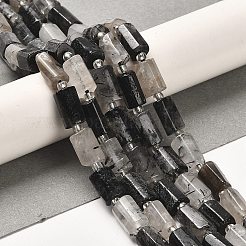天然石ブラックルチルクォーツビーズ連売り  シードビーズで  多面カット  コラム  8.5~11x5.5~6.5mm  穴：1mm  約14~15個/連  7.48''（19センチメートル）&nbsp;G-N327-06-30