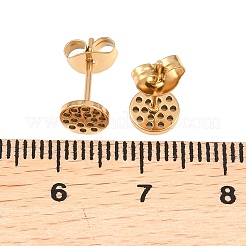 304ステンレススチールスタッドピアス金具  ハニカム付きフラットラウンド  イオンプレーティング（ip）  ゴールドカラー  12x6mm  ピン：0.7mm&nbsp;STAS-P434-06A-G