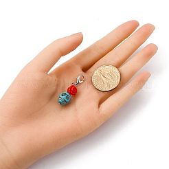 Skull Synthetic Turquoise & Resin Rose Pendant Decorations&nbsp;HJEW-JM03999
