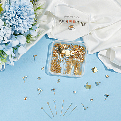 DIYジュエリーキット  スタッドピアス金具を含む  丸カン  アイピンとイヤーナット  18KGP本金メッキ  12x9x4mm  穴：0.9mm&nbsp;DIY-BBC0003-02