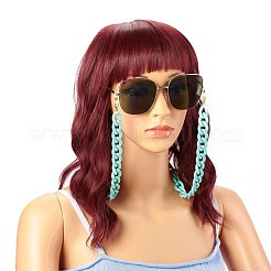 アクリルカーブチェーン眼鏡チェーン  眼鏡用ネックストラップ  304ステンレススチール製丸カン付き  カニカン  ゴム製ループの端  ミックスカラー  710x16.5mm&nbsp;AJEW-EH00372