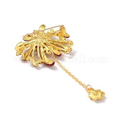 花火のエナメルピン  バックパック服用の合金ラインストーンラペルピン  ゴールドカラー  暗赤色  72x36.5mm&nbsp;JEWB-F045-05G-01