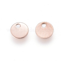 イオンプレーティング（IP）304ステンレススチールスタンピングブランクタグチャーム  フラットラウンド  ローズゴールド  4x0.4mm  穴：0.8mm&nbsp;STAS-F232-03A-RG