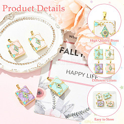4Pcs 4 Colors Brass Micro Pave Cubic Zirconia Locket Pendants&nbsp;KK-CJ0005-55