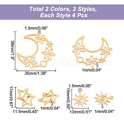 12Pcs 6 Style 201 Stainless Steel Pendants&nbsp;STAS-CA0001-82