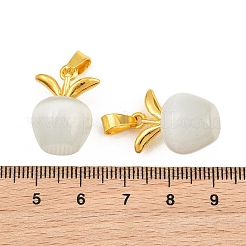 キャッツアイペンダント  黄金トーン合金パーツ  アップルチャーム  ホワイト  20x14mm&nbsp;FIND-SZC0010-536