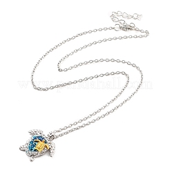 アクアマリンラインストーンウミガメペンダントネックレス  ゴールドカラー  18.11x0.08インチ（46x0.2cm）&nbsp;LS-NJEW-I113-02G