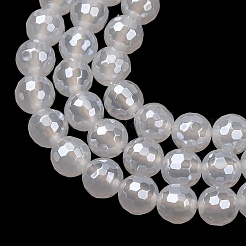 Electroplated Natural Agate Beads Strands&nbsp;G-B191-A07-6mm-20