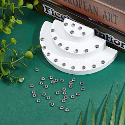 304ステンレススチールビーズ50個  内部のゴムと  スライダービーズ  ロンデル  ステンレス鋼色  6x3mm  穴：3mm  ゴム穴：2mm&nbsp;STAS-ME0002-64
