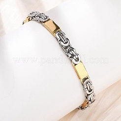 304 Stainless Steel Rectangle Link
Chain & Byzantine Chains Bracelets for Women Men&nbsp;BJEW-F527-08B-GP