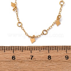 304 Stainless Steel Rhombus Tassel Cable Chain Necklaces for Women&nbsp;NJEW-K255-42G