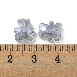 100個の電気メッキガラスビーズ  パール光沢メッキ  クマ  スレートグレイ  9.5x8.5x3.5mm  穴：1mm&nbsp;EGLA-P058-PL01