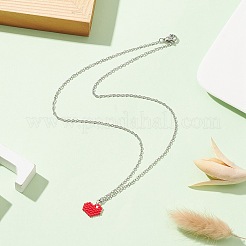 Glass Seed Heart Pendant Necklaces&nbsp;NJEW-MZ00020-02
