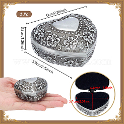 Vintage Flower Heart Alloy Jewelry Storage Boxes for Trinkets&nbsp;CON-WH0095-243