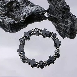 Synthetic Non-magnetic Hematite & Natural Gemstone Beads Stretch Bracelets for Women Men&nbsp;TK7593