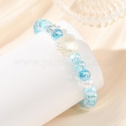 Ocean ABS Plastic Imitation Pearl Shell Shape Electroplate Glass Faceted Rondelle Beaded Stretch Bracelets for Women&nbsp;BJEW-JB14386-01