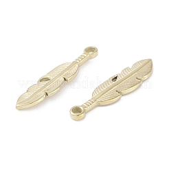 304ステンレスペンダント  フェザーチャーム  14KGP本金メッキ  21.5x5x1.5mm  穴：1.6mm&nbsp;STAS-L022-399G