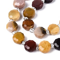 天然石モッカイトビーズ連売り  フラットラウンド  ファセットコインビーズ  シードビーズで  8~9x8~9x5~6mm  穴：1~1.2mm  約38~40個/連  15.16~15.75''（38.5~40センチメートル）&nbsp;G-B153-A19