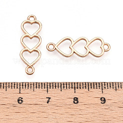合金コネクタチャーム50個。  トリプルハートリンク  ゴールドカラー  24x8x1.5mm  穴：1.6mm&nbsp;PALLOY-YW0003-29G