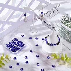 2 Strands Handmade Evil Eye Lampwork Beads Strands&nbsp;LAMP-SP0001-01