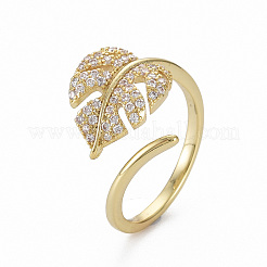 Brass Micro Pave Clear Cubic Zirconia Cuff Rings&nbsp;X-RJEW-Q164-014-NF