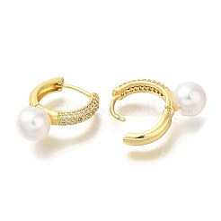 Ring Rack Round Plating Brass Micro Pave Clear Cubic Zirconia Hoop Earrrings&nbsp;EJEW-L097-17G