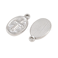 304ステンレスペンダント  クロスチャーム付きオーバル  ステンレス鋼色  17.5x11x2.3mm  穴：1.6mm&nbsp;SA-CBA3ECF-24P