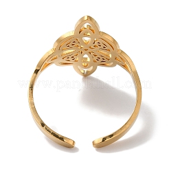 304ステンレススチールウィッチノットオープンカフリング女性用  18KGP本金メッキ  23mm  調整可能&nbsp;AJEW-U005-01G