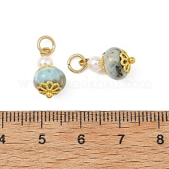 Natural Larimar and Shell Pearl Pendants&nbsp;PALLOY-JF05955