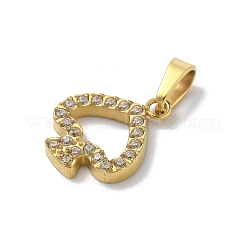 Ion Plating(IP) 304 Stainless Steel Micro Pave Cubic Zirconia Pendants&nbsp;STAS-Z107-04G-05