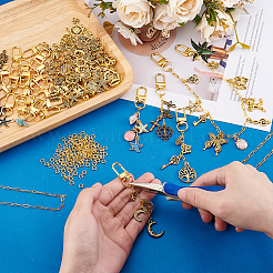 DIY Alloy Pendants & Brass Paperclip Chains Keychain & Bag Strap Making Kits&nbsp;DIY-PH0032-26