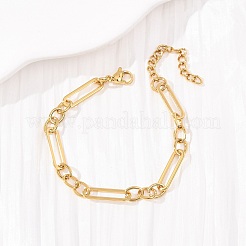 304 Stainless Steel Paperclip & Oval Link Cahin Bracelets for Women&nbsp;BJEW-F536-24G