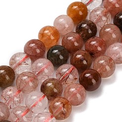 天然のレッドルチルクォーツビーズ連売り  ラウンド  6mm  穴：1mm  約62個/連  15.35''（39センチメートル）&nbsp;G-G300-A02-6mm