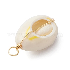 7Pcs Natural Cowrie Shell Copper Wire Wrapped Pendants&nbsp;PALLOY-JF02278