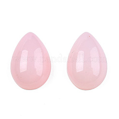 オペーク樹脂カボション  イミテーション翡翠  ティアドロップ  ピンク  12x8x4.5mm&nbsp;RESI-N022-08B