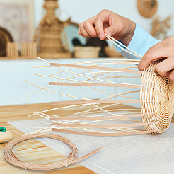 平らな天然竹枝編み細工品  立体織り素材  DIYのための  家具編み物  ナバホホワイト  5x0.5mm  約3m / pc  10個/バンドル&nbsp;DIY-WH0308-584A