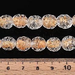 手作りランプワークビーズ  金箔ガラスビーズ  バレル  透明  10~11x9~10mm  穴：1.5mm  約50個/連  19.69''（50センチメートル）&nbsp;FOIL-T007-03B
