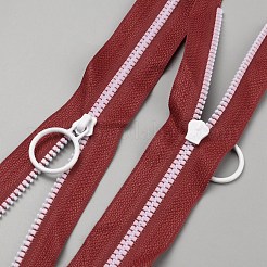 服飾材料  ポリエステル＆樹脂ジッパー  ファスナー部品  合金ジッパースライダー付き  ファイヤーブリック  24x3x0.05~0.22cm&nbsp;DIY-WH0304-927A