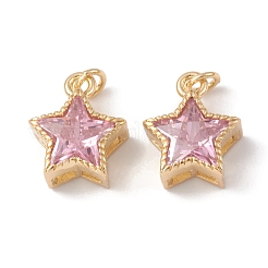 Rack Plating Brass with Cubic Zirconia Charms&nbsp;KK-G452-14G