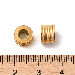304ステンレススチールヨーロピアンビーズ  大穴ビーズ  溝付き柱  ゴールドカラー  8x6mm  穴：4mm&nbsp;STAS-Z045-04G