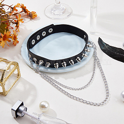 1Pc Gothic Style Spiked Rivet Imitation Leather Chocker Necklaces&nbsp;NJEW-CL0001-12