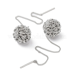 Brass Wire Ball Stud Earrings&nbsp;EJEW-G357-01P
