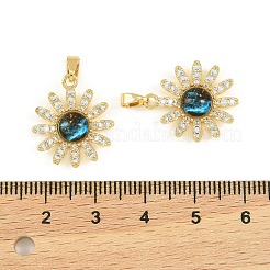 真鍮製マイクロパヴェキュービックジルコニアペンダント  花のチャーム  エナメル  ゴールドカラー  19x17x4mm  穴：2.5x5mm&nbsp;KK-I477-04G