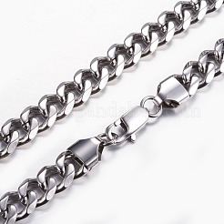 変色しにくい304ステンレススチールネックレス  カーブチェーンネックレス  多面カット  ステンレス鋼色  30.98インチ（78.7cm）&nbsp;NJEW-D281-23P