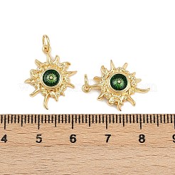 真鍮製エナメルペンダント  太陽のチャーム  丸カン付き  ラックめっき  18KGP本金メッキ  鉛フリー＆カドミウムフリー  長持ちメッキ  ミックスカラー  20x16x3mm  穴：3.4mm&nbsp;KK-L240-12G